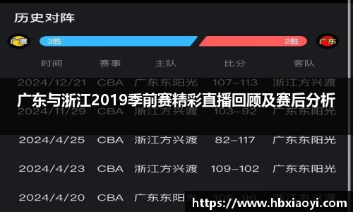 广东与浙江2019季前赛精彩直播回顾及赛后分析